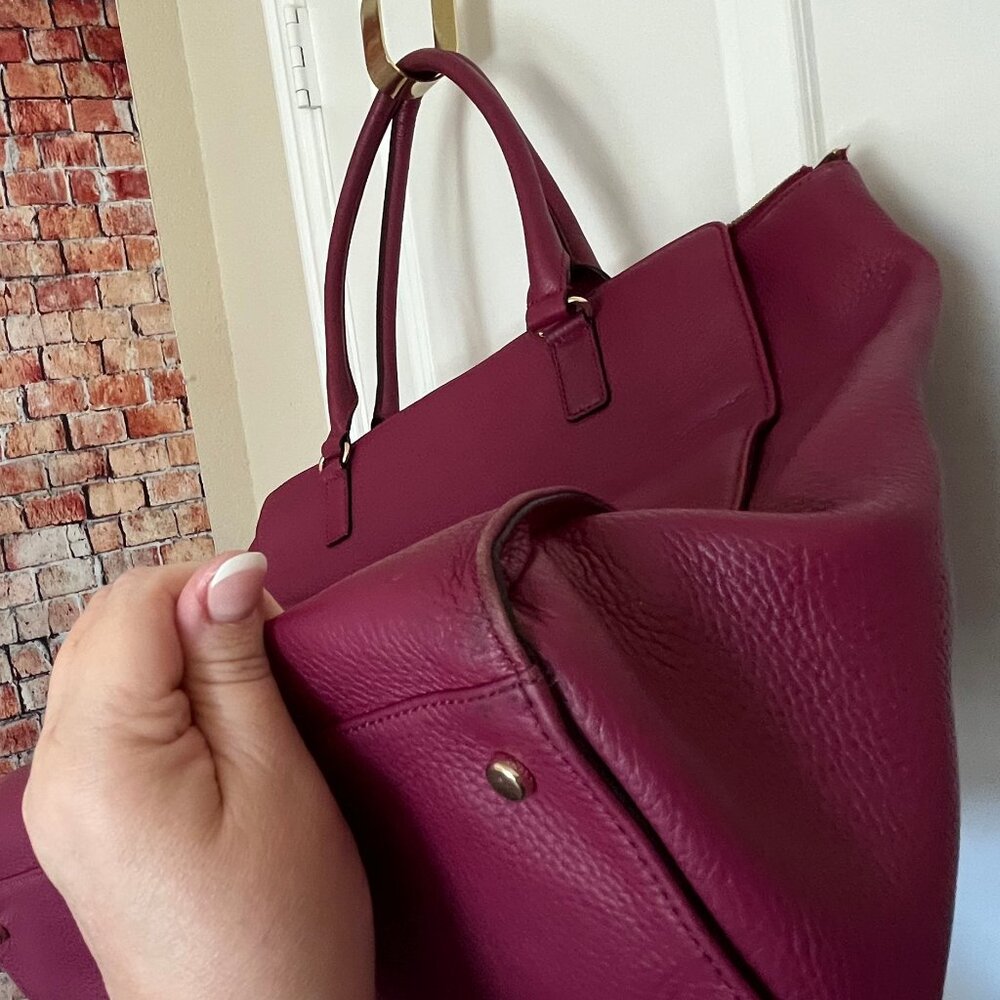 Kate Spade Baxter Street Fernrose Tote Cherrywood Burgundy Pebbled Leather WKRU2 - Picture 12 of 16